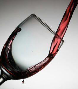 red wine poured into glass